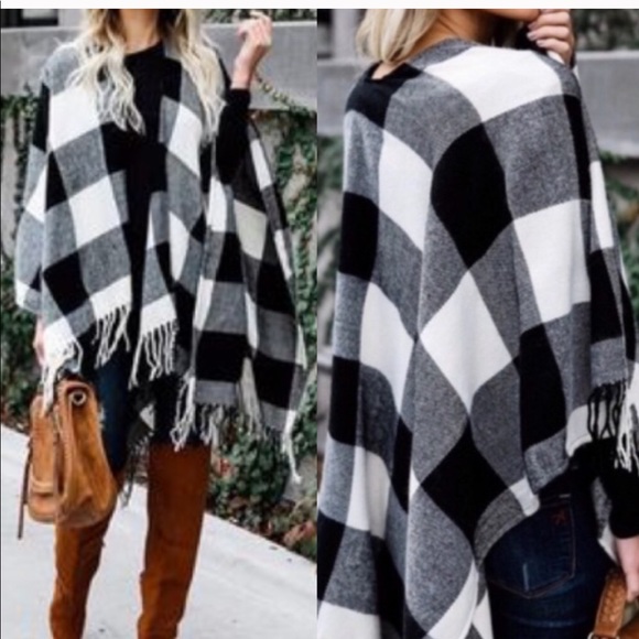 plaid poncho cardigan